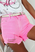 Load image into Gallery viewer, Rose Solid Color Distressed Denim Shorts
