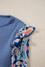 Load image into Gallery viewer, Waffle Floral Sleeve Top
