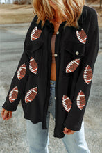 Load image into Gallery viewer, Black Fleece Graphic Football Shacket
