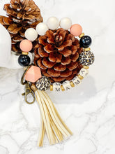 Load image into Gallery viewer, Mama Beaded Silicone &amp; Wood Bracelet Keychain Wristlet
