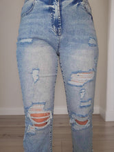 Load image into Gallery viewer, High Waist Frayed Hem Destructed Slim Jeans
