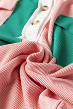 Load image into Gallery viewer, Colorblock Ribbed Oversized Button Top
