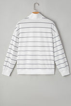 Load image into Gallery viewer, White Striped Zipper V-Neck Top
