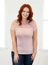 Load image into Gallery viewer, Lace Detail Waffle Knit Top
