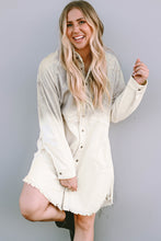 Load image into Gallery viewer, Gray Gradient Long Sleeve Button Up Raw Hem Denim Dress
