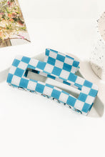 Load image into Gallery viewer, Blue and white checkered hair clip

