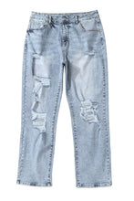 Load image into Gallery viewer, High Waist Frayed Hem Destructed Slim Jeans
