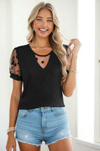 Load image into Gallery viewer, Black Floral Lace Tee
