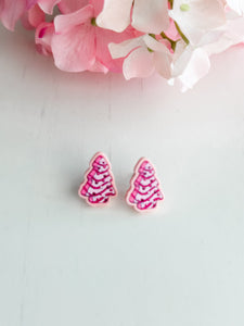 "Pink Christmas Tree" Studs