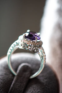 Leah Amethyst Oval Cut Sterling Silver Ring