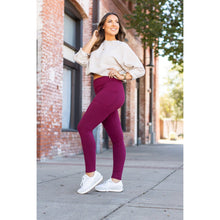 Load image into Gallery viewer, Buttery soft maroon leggings for women - High waist maroon leggings with side pockets
