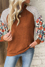 Load image into Gallery viewer, Ribbed Floral Sleeve Top
