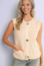 Load image into Gallery viewer, White Knit Side Pockets Sweater Vest
