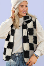 Load image into Gallery viewer, Black Checkered Sherpa Vest
