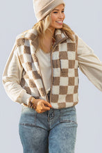 Load image into Gallery viewer, Khaki Checkered Sherpa Vest
