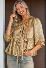 Load image into Gallery viewer, Gold Bowtie Blouse
