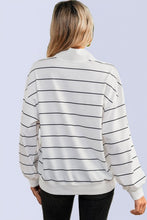 Load image into Gallery viewer, White Striped Zipper V-Neck Top

