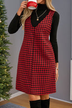 Load image into Gallery viewer, Festive houndstooth mini dress perfect for  holidays and all winter season long!  So cute paired with your favorite turtleneck.  Plus a Very flattering shape and fit.
