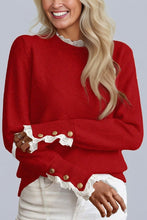 Load image into Gallery viewer, Red Buttoned Cuffs Sweater
