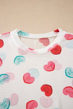 Load image into Gallery viewer, White Sheer Mesh Valentines Slogan Heart Printed Long Sleeve Top
