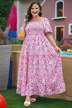 Load image into Gallery viewer, Pink Plus Size Floral Print Maxi Dress
