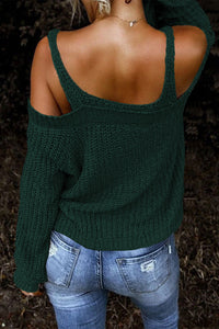 White Dew Shoulder Knitted Sweater