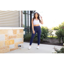 Load image into Gallery viewer, Julia Rose The Riley navy 7/8 ankle length leggings with pockets, high-waisted women’s leggings
