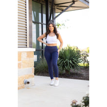 Load image into Gallery viewer, Julia Rose The Riley navy 7/8 ankle length leggings with pockets, high-waisted women’s leggings
