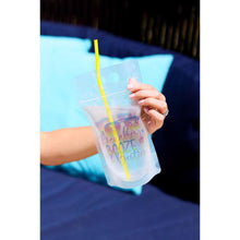 Load image into Gallery viewer, Julia Rose summer drink pouch, Reusable drink pouch for beach and travel
