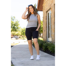 Load image into Gallery viewer, Julia Rose The Bree black 7-inch biker shorts, Women wearing black biker shorts high waisted
