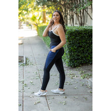 Load image into Gallery viewer, Ready to Ship | The Billie- Blue Panel Full Length Leggings

