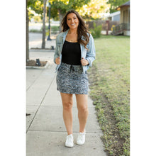 Load image into Gallery viewer, Julia Rose Sydney Snakeskin Jogger Skirt women’s boutique midi skirt front view, Woman wearing Julia Rose Sydney jogger style snakeskin skirt
