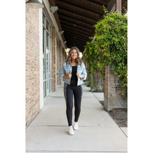 Load image into Gallery viewer, Snow leopard panel detail on  Buttery soft leopard panel leggings for women by Julia Rose
