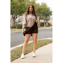 Load image into Gallery viewer, Stretchy brown Julia Rose skort styled for casual wear
