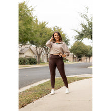 Load image into Gallery viewer, Ready to Ship | The Becca - BROWN Crossover Full Length Leggings with Pockets - Luxe Leggings by Julia Rose®
