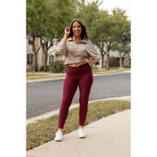 Load image into Gallery viewer, Ready to Ship | The Molly - MAROON Crossover Full Length Leggings with Pockets  - Luxe Leggings by Julia Rose®
