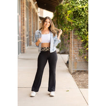 Load image into Gallery viewer, Buttery soft leopard bootcut leggings with fold over waist
