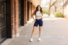 Load image into Gallery viewer, Ready to Ship | The Abby - NAVY Crossover Biker 5" Shorts  - Luxe Leggings by Julia Rose®
