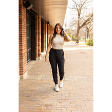 Load image into Gallery viewer, Julia Rose The Reagan black joggers, Women wearing black joggers Luxe Leggings by Julia Rose
