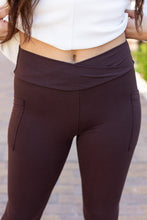 Load image into Gallery viewer, Ready to Ship | The Becca - BROWN Crossover Full Length Leggings with Pockets - Luxe Leggings by Julia Rose®
