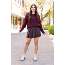 Load image into Gallery viewer, Stretchy brown Julia Rose skort styled for casual wear
