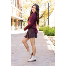 Load image into Gallery viewer, Stretchy brown Julia Rose skort styled for casual wear

