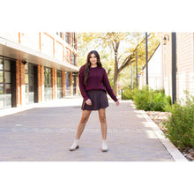 Load image into Gallery viewer, Stretchy brown Julia Rose skort styled for casual wear
