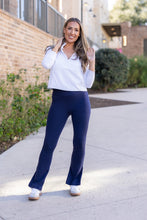 Load image into Gallery viewer, “Julia Rose Navy Flare Lounge Pants with pockets and soft stretch fabric
