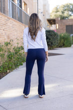 Load image into Gallery viewer, “Julia Rose Navy Flare Lounge Pants with pockets and soft stretch fabric
