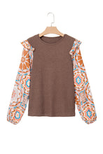 Load image into Gallery viewer, Waffle Floral Sleeve Top

