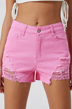 Load image into Gallery viewer, Rose Solid Color Distressed Denim Shorts
