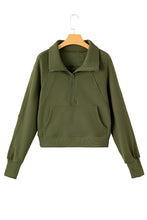 Load image into Gallery viewer, Half Zip Thumbhole Sleeve Sweatshirt
