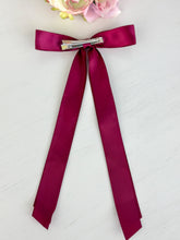 Load image into Gallery viewer, Classic Satin Bow With Clip "Wine"
