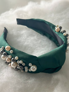 Piper Pearl Knot Headband "Green"